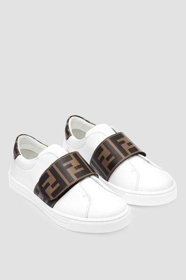 Kids White Leather Logo Trainers 
