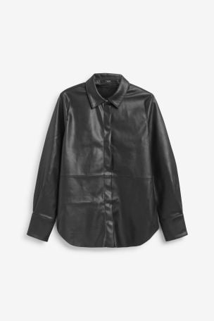 Faux Leather Shirt From The Next Uk, Black Faux Leather Top
