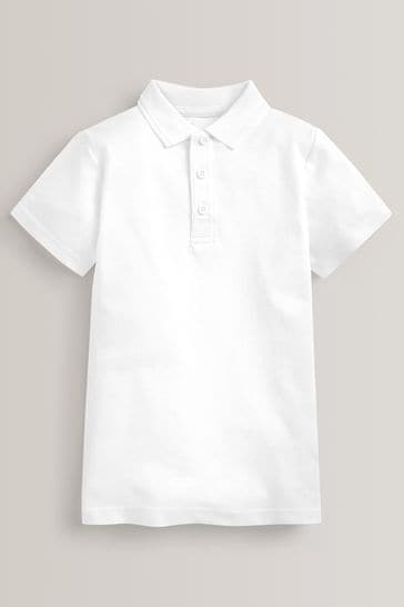 White Easy Fastening School 100 Cotton Polo Shirts 2 Pack 3 12yrs
