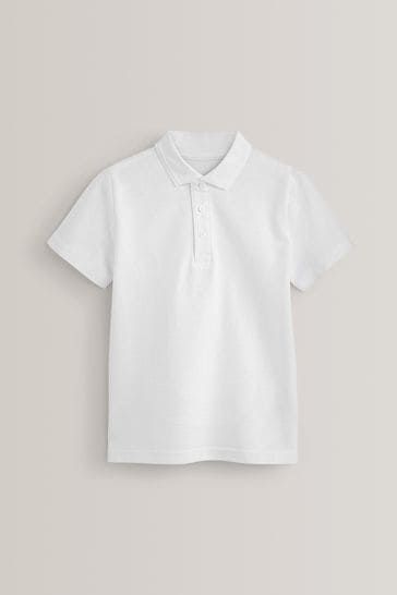 White 2 Pack Cotton School Polo Shirts (3-16yrs)