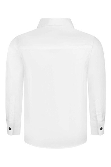 Boys White Cotton Logo Shirt