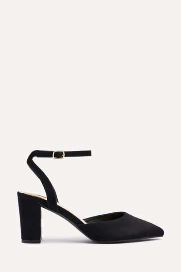 Linzi Black Carrie Open Back Court Block Heels