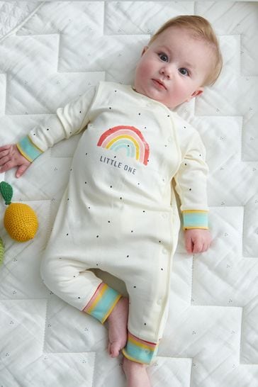Cream Bright Rainbows 3 Pack Baby Footless Sleepsuits (0-3yrs)