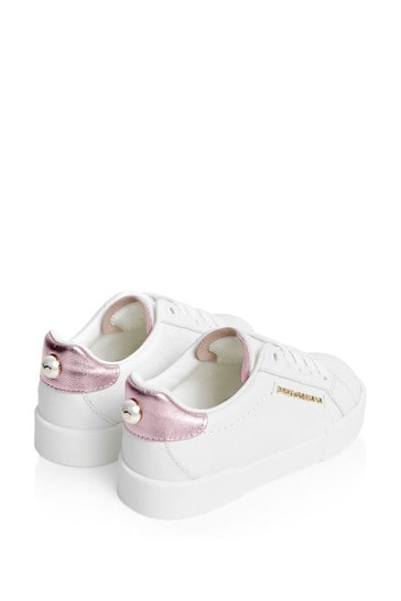 girls white leather trainers