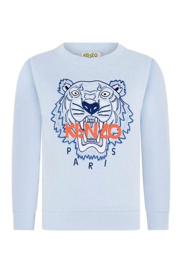 Boys Light Blue Cotton Tiger Sweater 