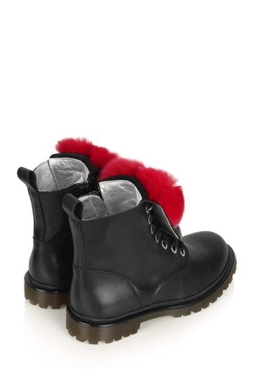 girls black fur boots