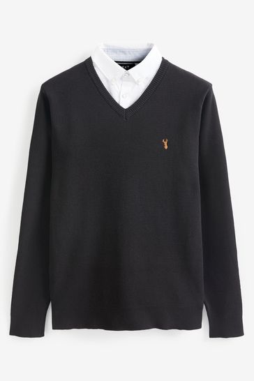 Sweater with collar underneath top