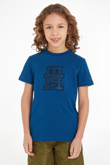 Buy Tommy Hilfiger Unisex Kids Blue Monogram T-Shirt from Next