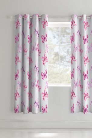 Catherine Lansfield Erfly Lined, Pink And Green Curtains Uk