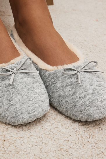 Grey ballerina slippers clearance