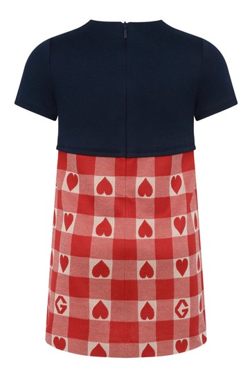 Girls Red Cotton Hearts Dress