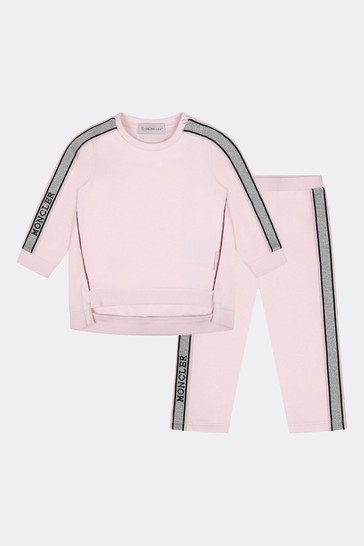 Baby Girls Light Pink Cotton Branded Tracksuit