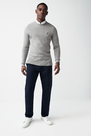 Grey Crew Neck Regular Mock Shirt Jumper