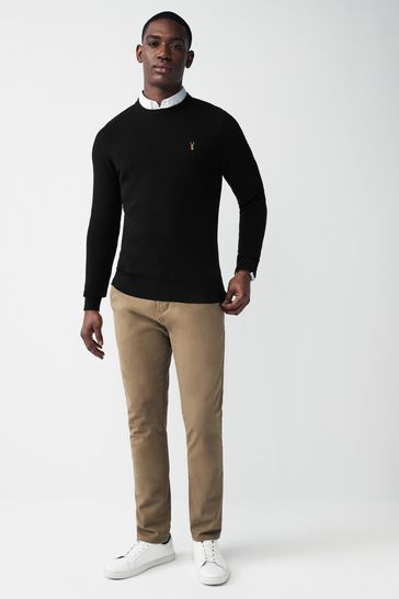 Navy Blue Oxford Crew Neck Regular Mock 100 Cotton Shirt Jumper