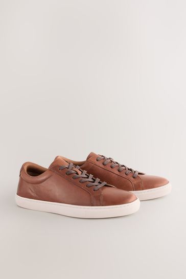 Tan Brown Leather Trainers