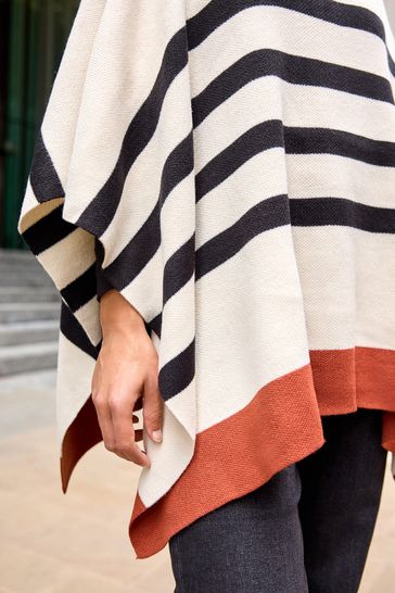 Striped poncho sweater outlet
