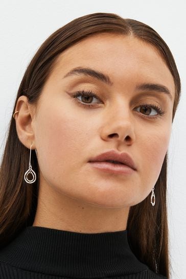 Gold Tone Silver Tone Recycled Metal Organic Shaped Drop Earrings