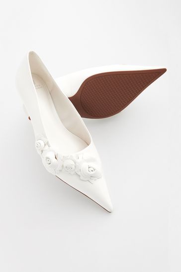 Buy White Forever Comfort Corsage Kitten Heel Court Shoes from Next Netherlands