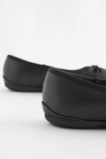 Black Matt School Leather Ballet Shoes