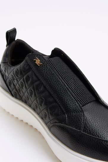 Buy River Island Black Wide Fit Embossed Plimsole Trainers from Next Oman