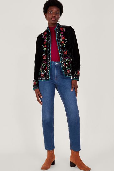 Buy Monsoon Maeve Embroidered Black Jacket from Next Austria