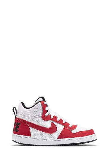 Nike White/Red Court Borough Mid Shoes