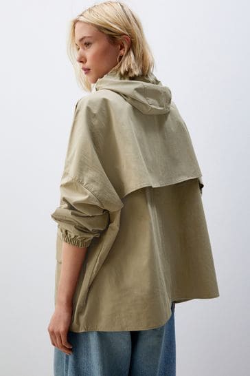 Buy Khaki Green Shower Resistant Waisted Hooded Raincoat from Next Bahrain