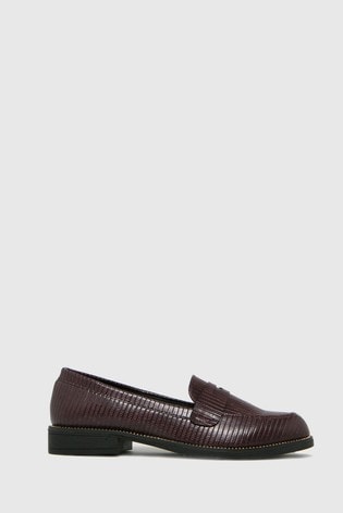 Schuh Womens Burgundy Red Lucy Stud Detail Loafers