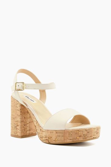 Dune London Nude Jodi Platform Block Heel Sandals