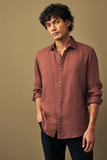Red slim top fit dress shirt