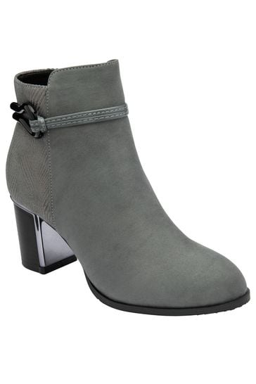 Lotus Grey Leather Ankle Boots