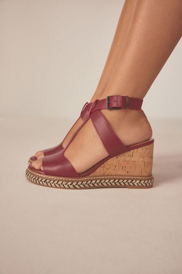 Wine Forever Comfort® Leather T Bar Wedges