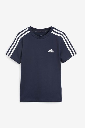 adidas Navy Junior Essentials 3-Stripes T-Shirt