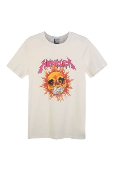 Amplified Metallica Neon Sun White T Shirt