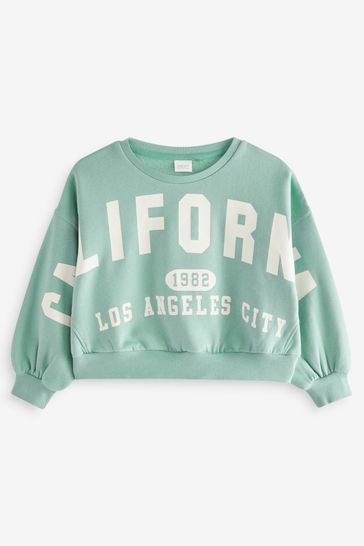 Green slogan sweatshirt outlet