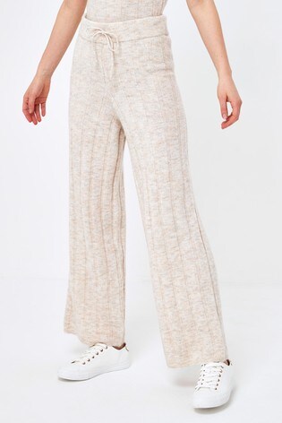 Buy Knitted Rib Wide Leg Pants from 