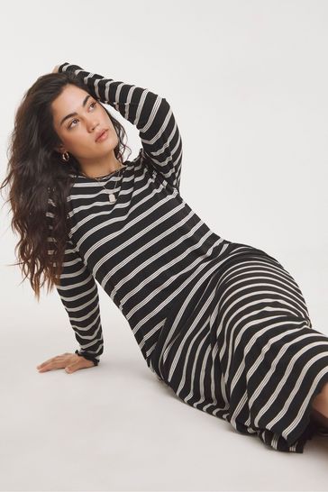 Buy Simply Be Black Base Stripe T Shirt Midi Dress from Next Luxembourg