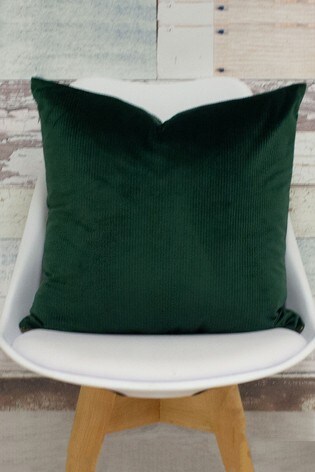 furn. Emerald Green Aurora Ribbed Velvet Polyester Filled Cushion