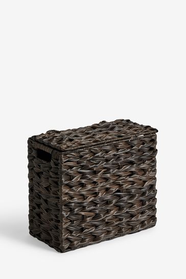 Dark Natural Plastic Wicker Storage Basket