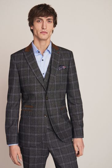Buy Grey Slim Fit Check Suit Jacket from Next Luxembourg