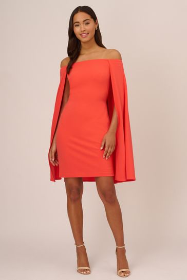 Adrianna Papell Pink Off Shoulder Cape Dress