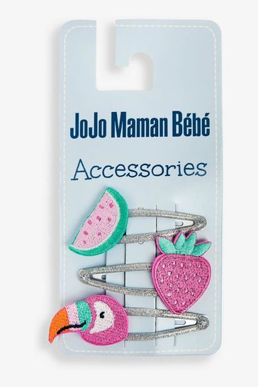 JoJo Maman Bébé Pink Tropical 3-Pack Character Clips