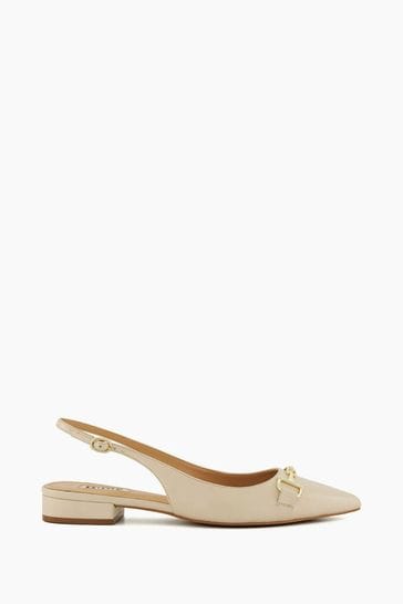 Dune London Cream Hopeful Snaffle Slingback Sandals