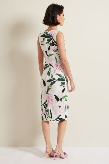 Buy Phase Eight White Pink Elsa Floral Scuba Midi Dress from Next Kuwait
