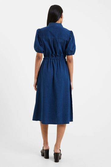 French Connection Blue Zaves Chambray Shirt Dress