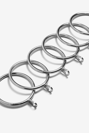 Nylon lined quiet running 6 Metal curtain pole rings Diameter 28mm pole loop 