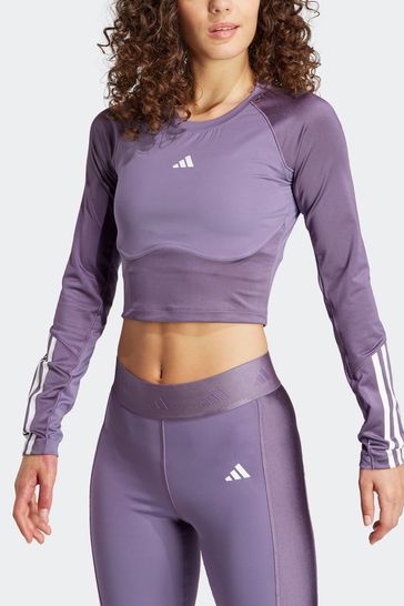 Adidas purple crop hot sale top