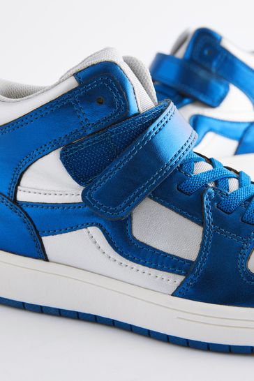 Buy Blue Metallic Elastic Lace High Top Trainers from Next Luxembourg