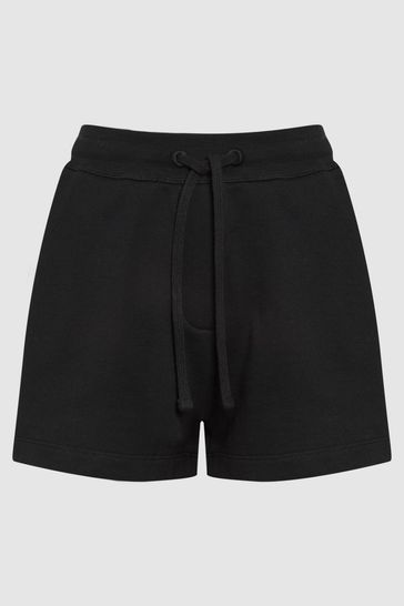 Buy Reiss Black Gilly Relaxed Fit Cotton Drawstring Shorts from