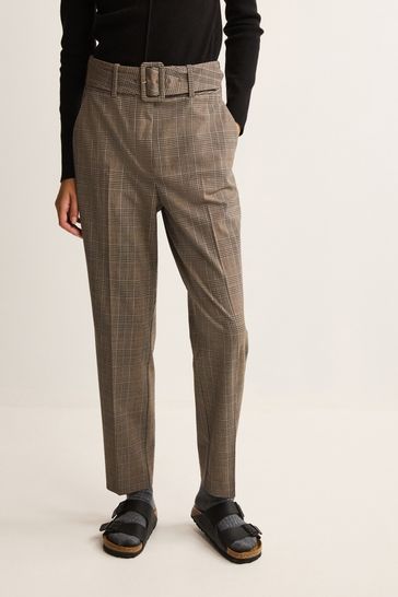 Grey check tapered clearance trousers